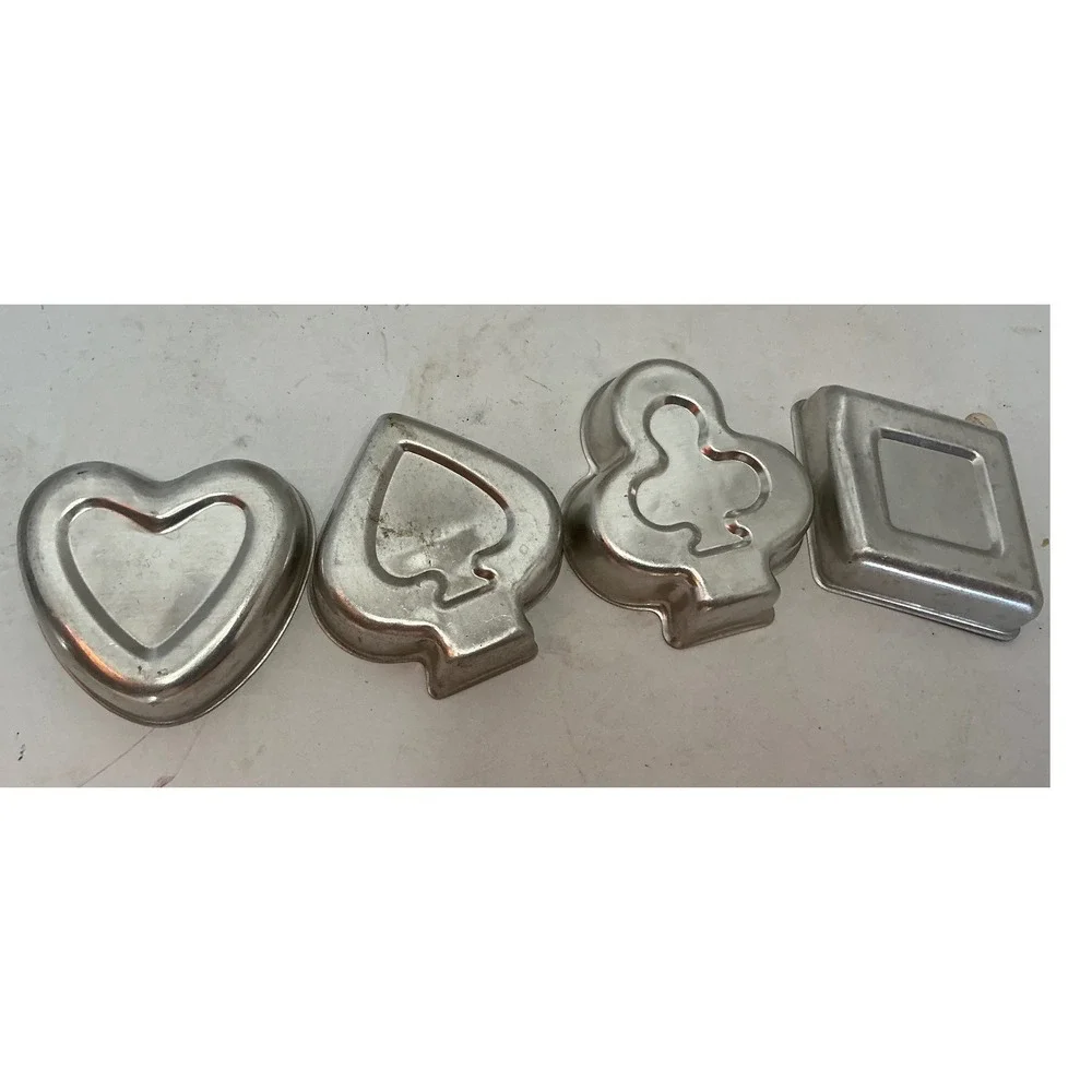 Vintage Playing Card Suit Mini Cake Jello Molds‎ Aluminum Set of 4